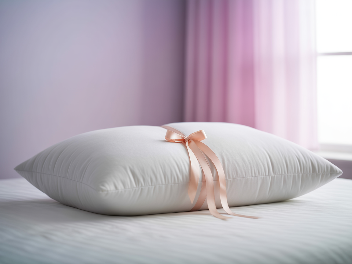 pillow on a cozy bed with white sheets, designed for neck and spine alignment for better sleep